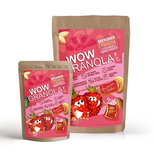 Гранола Wowgranola c клубникой и ядрами