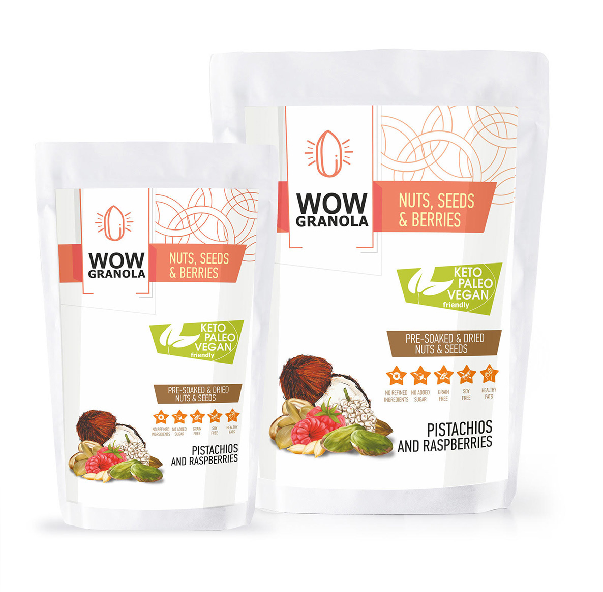 Ореховая гранола с фисташками и малиной