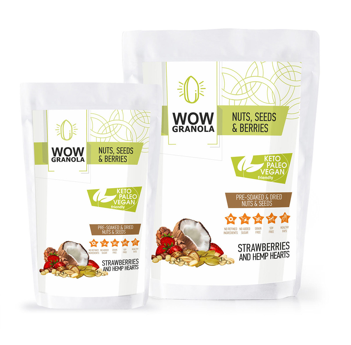 Ореховая гранола с клубникой и ядрами конопли